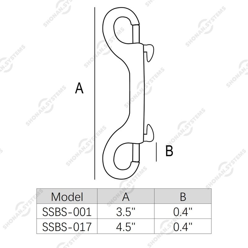 Shonan.Systems SHONAN Double Ended Bolt Snap Hooks, 2 Pack Stainless Steel Double Ended Bolt Snap Marine Grade, 3.5 Inch Metal Chain Clips for Diving, Dog Leash, Horse Tack, Feed Buckets - Image 2